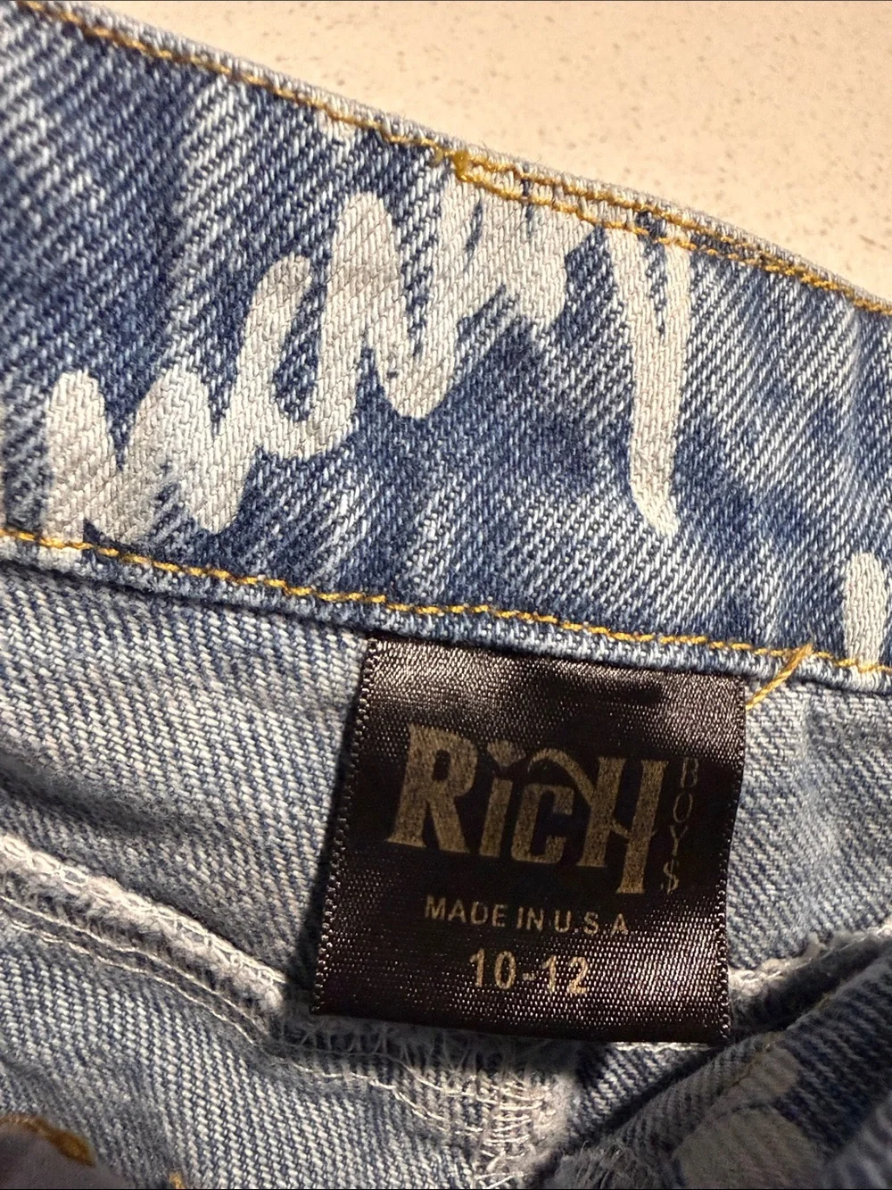 Rich Boy$ - Balenciaga Blue Denim Jeans with White Script Logo